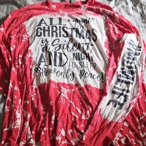 Next Level Apparel Red and White Christmas Long Sleeve Tee